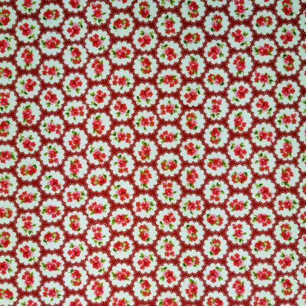 Floral Cotton Poplin - Roses on Red